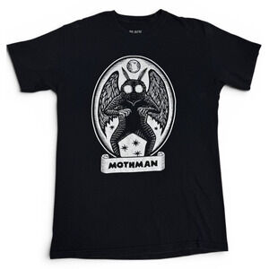 Mothman Graphic T-Shirt Black White Cryptid Horror Men’s Size Medium
